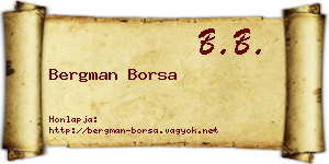 Bergman Borsa névjegykártya